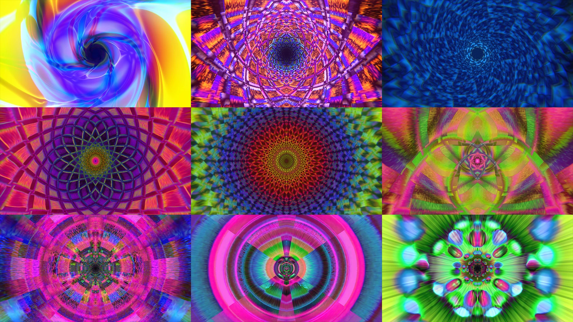 TRANCE GATEWAY 2, Nine vibrant, kaleidoscopic video loops from the Protoloops VJ Pack by Protobacillus.