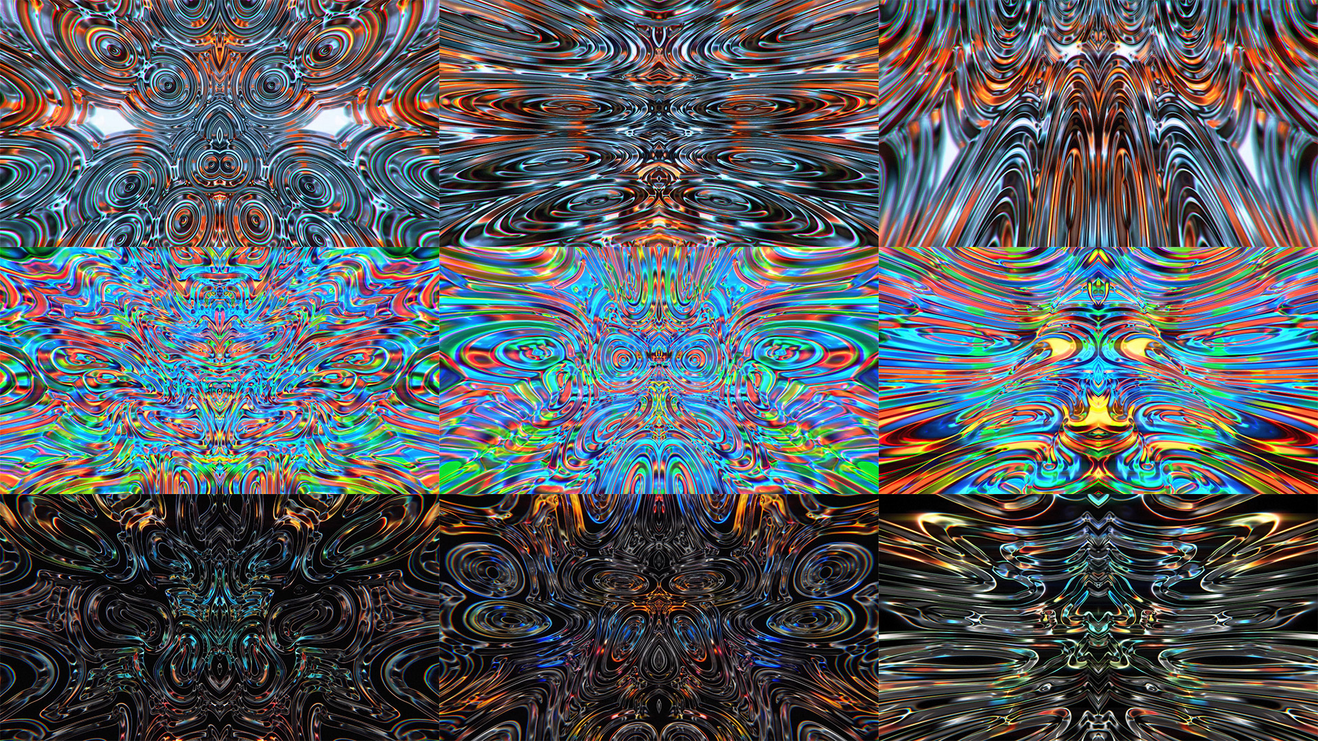 Living Chrome, Blue, Art, Orange, Visual arts, Fractal art, Symmetry, Psychedelic art, Modern art, Design, Graphics, VJ Pack created by Proto, Protobacillus, Protoloops, Video loop