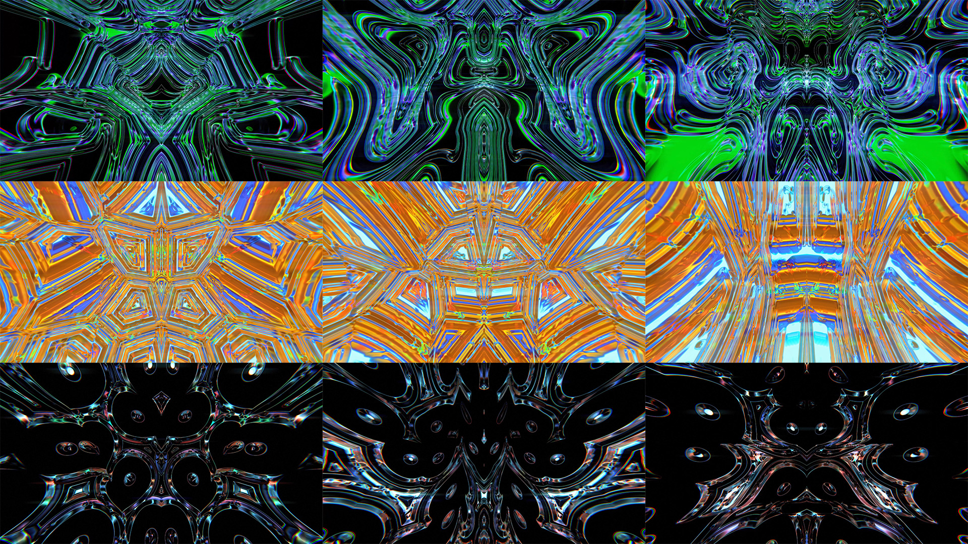 Living Chrome, Blue, Visual arts, Fractal art, Symmetry, Graphics, Graphic design, Motif, Psychedelic art, Design, Modern art, VJ Pack created by Proto, Protobacillus, Protoloops, Video loop