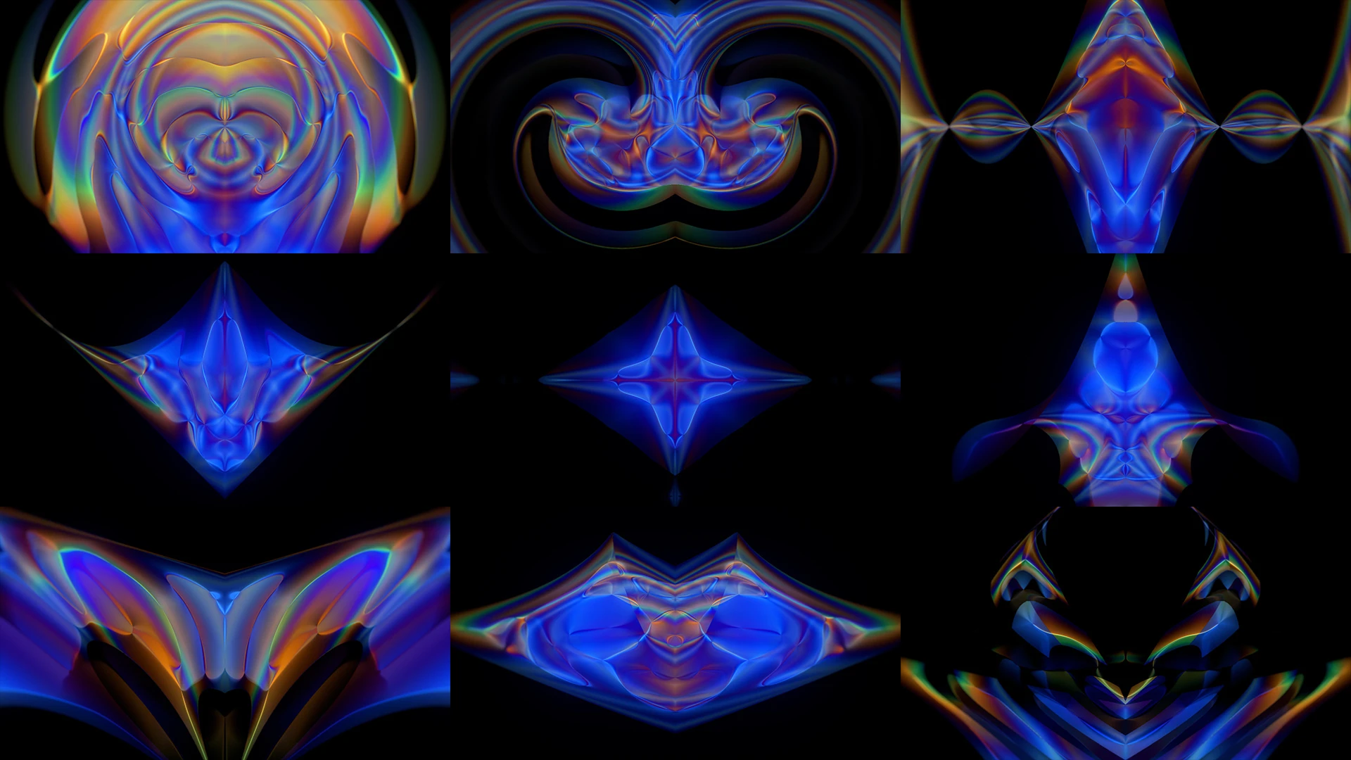 ALIEN FORM, Blue, Purple, Fractal art, Symmetry, Graphics, Graphic design, Motif, Psychedelic art, VJ Pack created by Proto, Protobacillus, Protoloops, Video loop