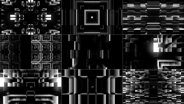 BRUTAL TECHNO, Monochrome photography, Monochrome, Black and white, Symmetry, Silver, Graphics, Graphic design, VJ Pack created by Proto, Protobacillus, Protoloops, Video loop