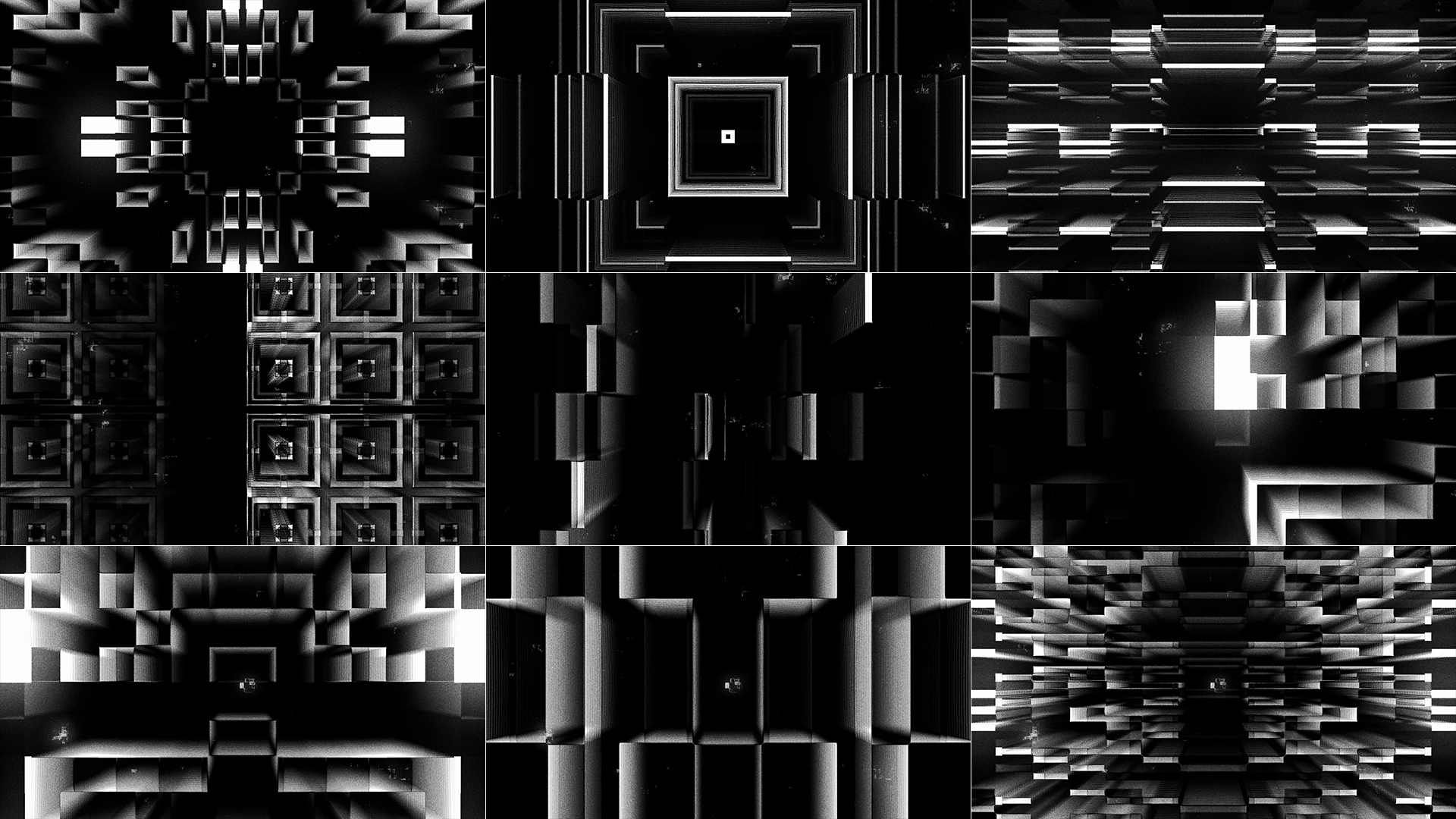 BRUTAL TECHNO, Monochrome photography, Monochrome, Black and white, Symmetry, Silver, Graphics, Graphic design, VJ Pack created by Proto, Protobacillus, Protoloops, Video loop