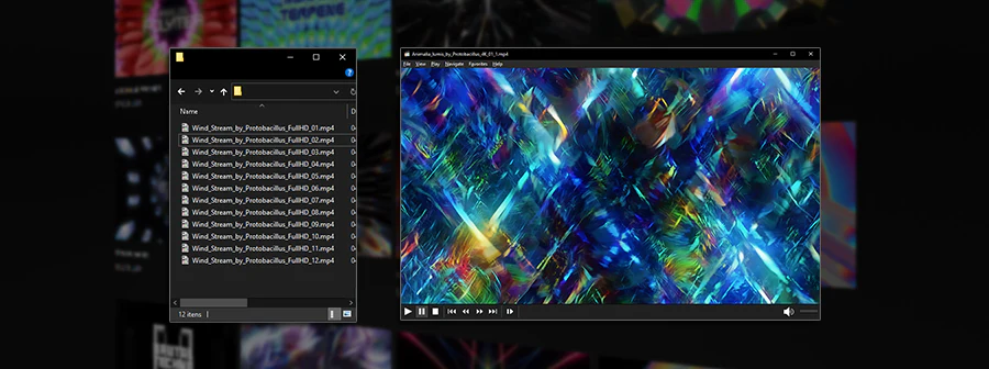 Media Player and various movie files with protoloop videos, vj asset, where to start learning vjing, where to start learning vjing