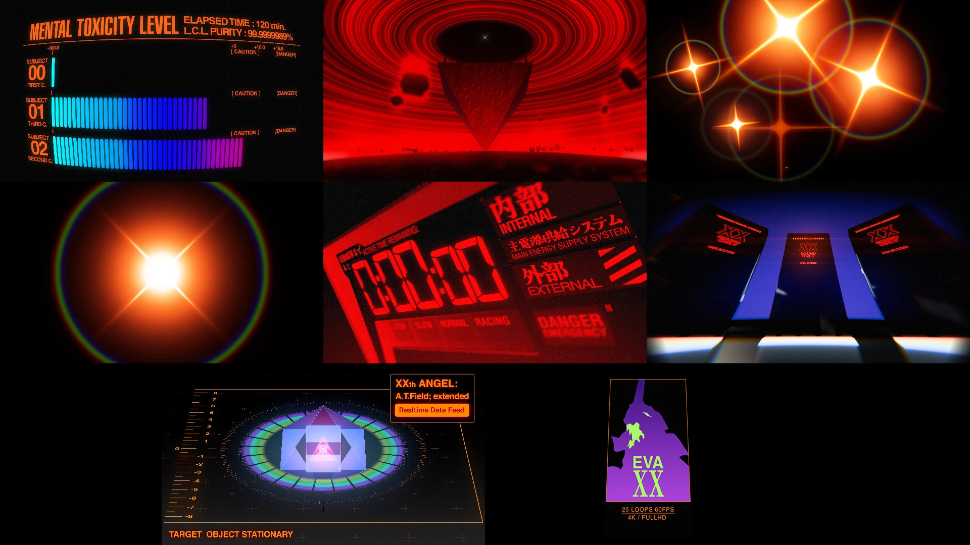 EVA XX, EVANGELION, Red, Orange, Technology, Display device, Graphic design, Graphics, Night, Multimedia, VJ Pack created by Proto, Protobacillus, Protoloops, Video loop