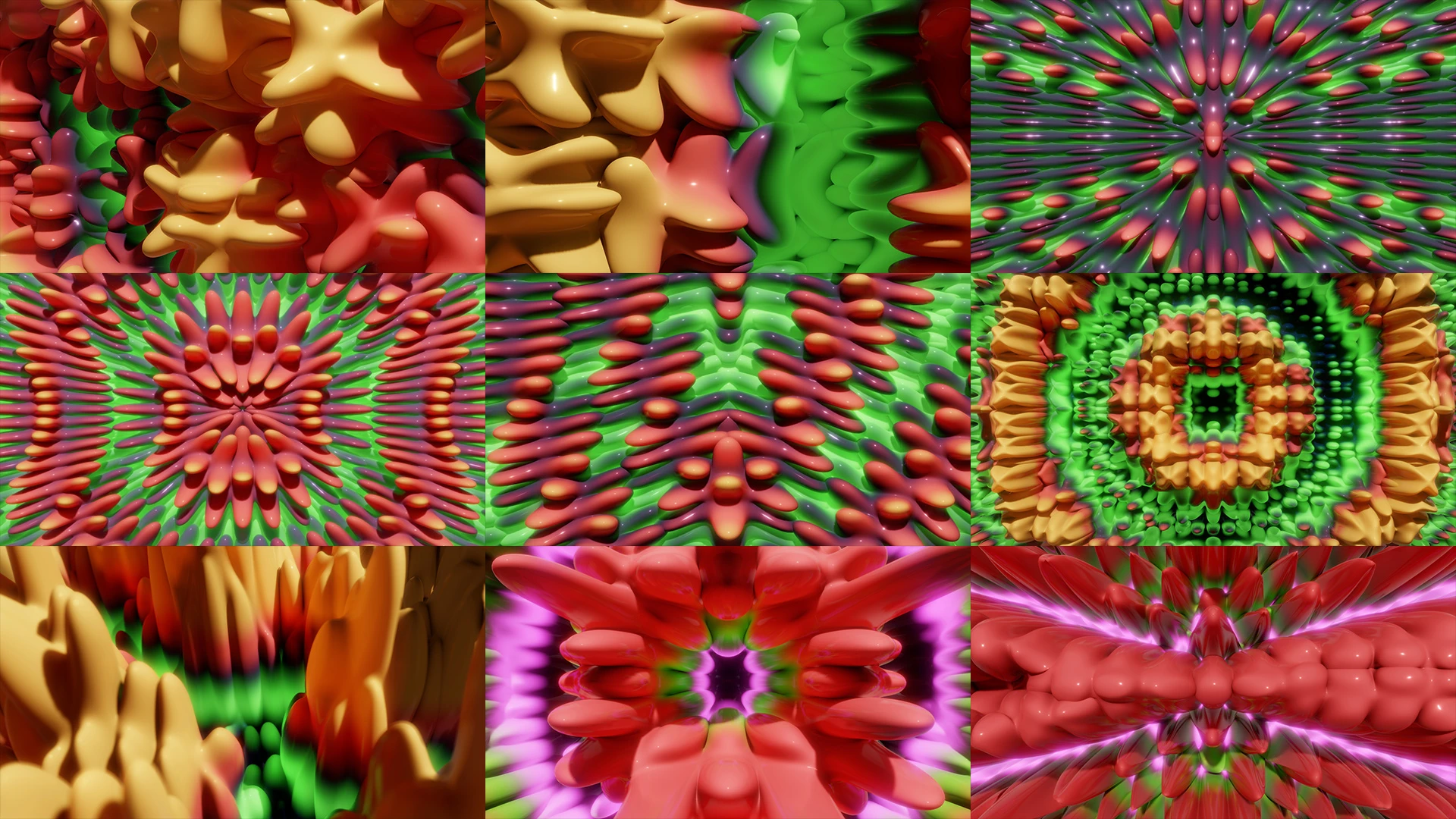 ORGANICUS POLYMER, Red, Orange, Symmetry, Creative arts, Graphics, Graphic design, Motif, Fractal art, VJ Pack created by Proto, Protobacillus, Protoloops, Video loop