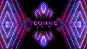 Techno_Grid_cover_animated TECHNO GRID, Neon, Graphic design, Graphics, Visual Effect Lighting, Triangle, VJ Pack created by Proto, Protobacillus, Protoloops, Video loop