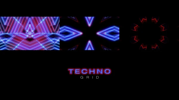 TECHNO GRID, Blue, Red, Neon, Technology, Graphic design, Graphics, Visual Effect Lighting, Electronic signage, Triangle, Night, VJ Pack created by Proto, Protobacillus, Protoloops, Video loop
