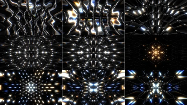 UNDERTOW, Silver, Symmetry, Fractal art, Graphics, Motif, Pattern, Triangle, Graphic design, VJ Pack created by Proto, Protobacillus, Protoloops, Video loop