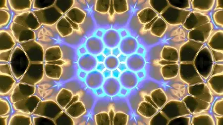 Protoloop L 076,Kaleidoscope,Light,Gold,Blue,video loop created by Protoloops | Protobacillus | Proto
