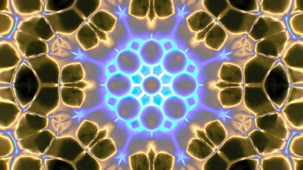 Protoloop L 076,Kaleidoscope,Light,Gold,Blue,video loop created by Protoloops | Protobacillus | Proto